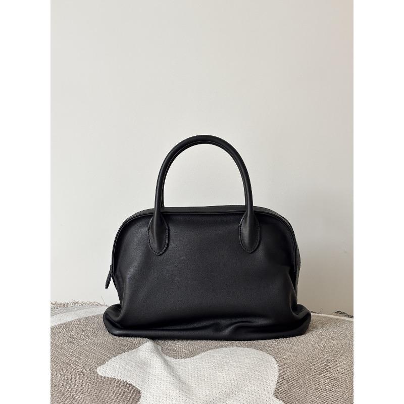 THE * RO New Shell Bag Top Cowhide Agnes Bowling Folded Bag Retro Handheld Girl Bag