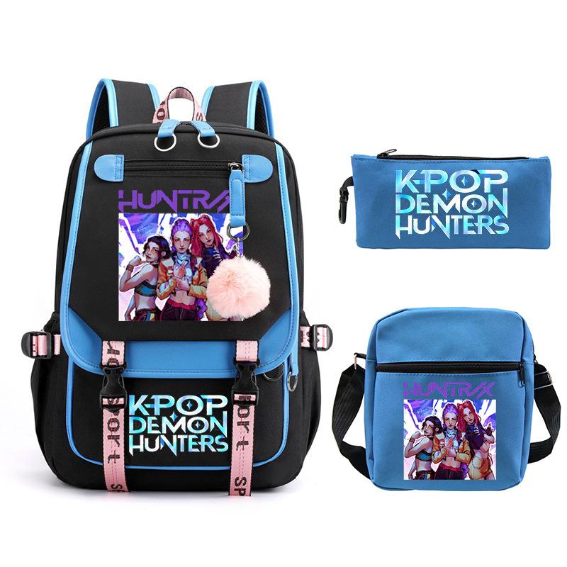 KPop Demon Hunters Fashion Student School Bag Shoulder Backpack Casual Pencil Bag