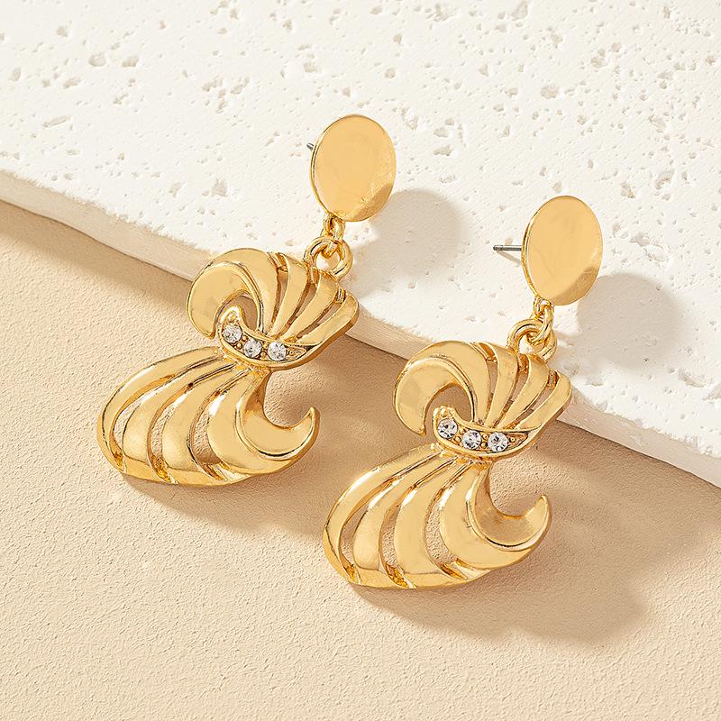 

Trendy Rhinestone Geometric Drop Earrings: Chic European & American Design for Women