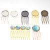 5-10pcs/lot 4/10 Teeth Metal Hair Comb Clips Hairpin Base Setting Round Cabochon Cameo For Jewelry Making DIY Hair Acessories