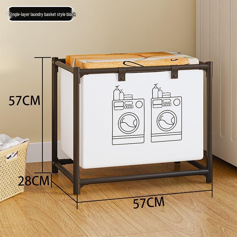 Brazilian Double-Layer Laundry Organizer: Multi-Functional Clothes Sorting Basket and Shelf.
