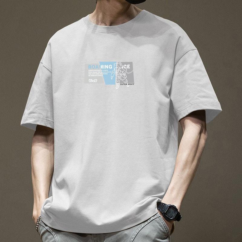 Retro Short Sleeved T-shirt for Men's Summer Fashion Brand Pure Cotton T-shirt with Fashionable Pattern
