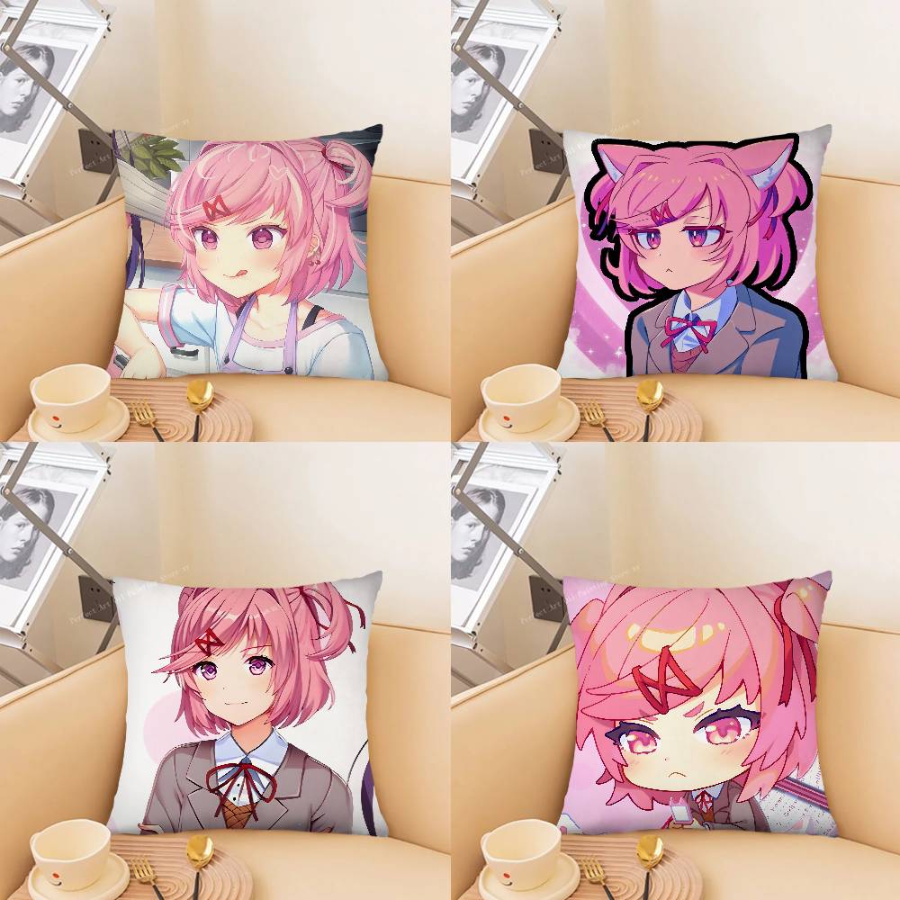 pc Cartoon Character Natsuki Pillow Case Fashion Square Pillowcase Bedroom Sofa Room Ins Decoration Leisure