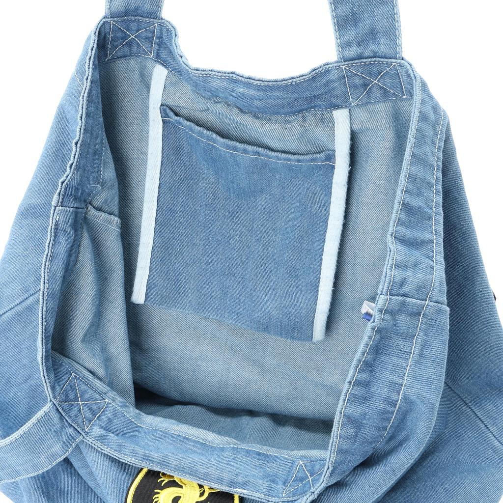 F-Style 19-Liter Bio-Wash Denim Tote Bag with US Navy SEALs Patch, Light Blue Denim (F-SD010769)