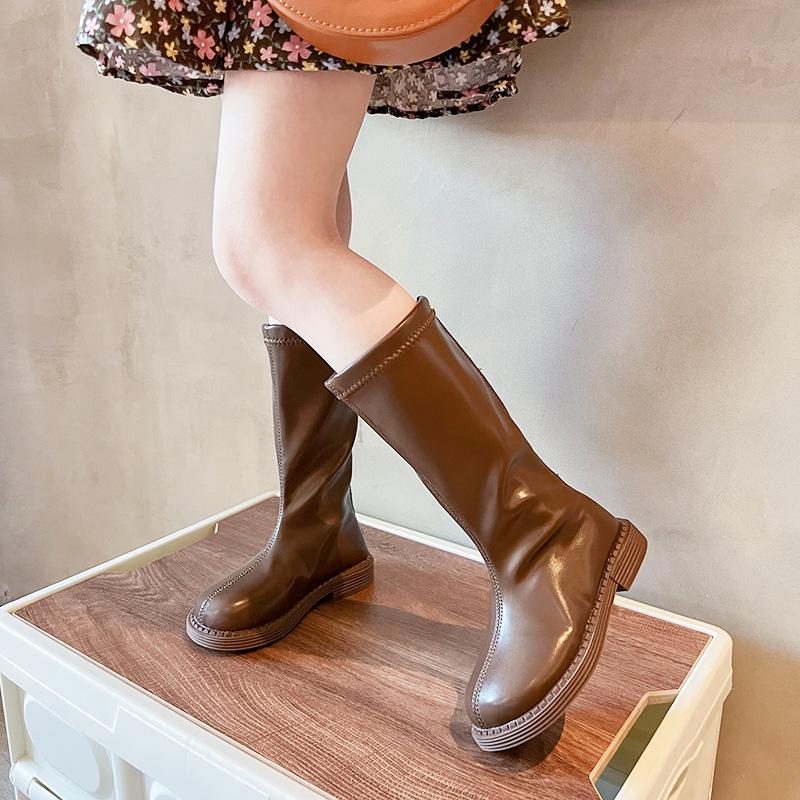 Herbst- und Winter Mädchenstiefel Modische Stiefel Mädchen Einfaches Temperament Hohe Ritterstiefel