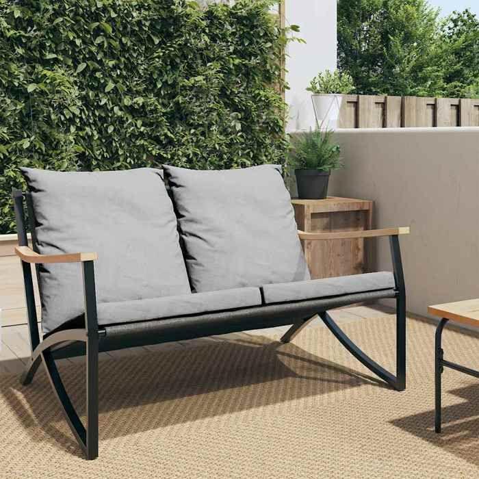 VidaXL Garden Bench with Cushions 120 Cm Black Steel, Bench, Park Bench, Outdoor Seat, Outdoor Bench, Bench of 4009306
