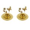 2 Pcs Exquisite Leaf Candlestick Stand Gold Iron Candle Holder Plant Shape Candlestick  Desktop