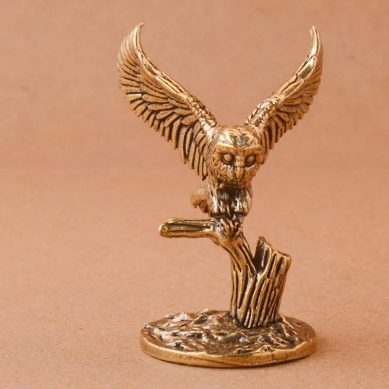 Vintage Eagle Figurine Copper Bird Statue Miniature Sculpture Ornament Office Desk Animal Decoration Home Decor Handmade Crafts