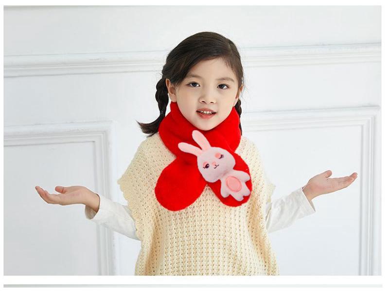 Autumn & Winter Plush Children's Scarf: Cute Korean-Style Rabbit Neck Warmer for Cold Protection