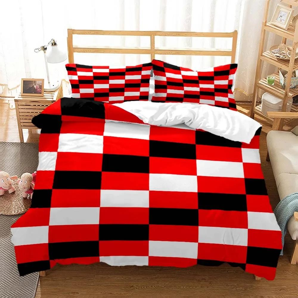 Gitter Chessboard Nordic Style 3D Printed Bedding Queen Bedding Set  D King Size Bedding Set Soft And Comfortable