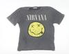 Stradivarius Męska Szara Koszulka z Graficznym Nadrukiem Zespołu Nirvana Rozmiar M