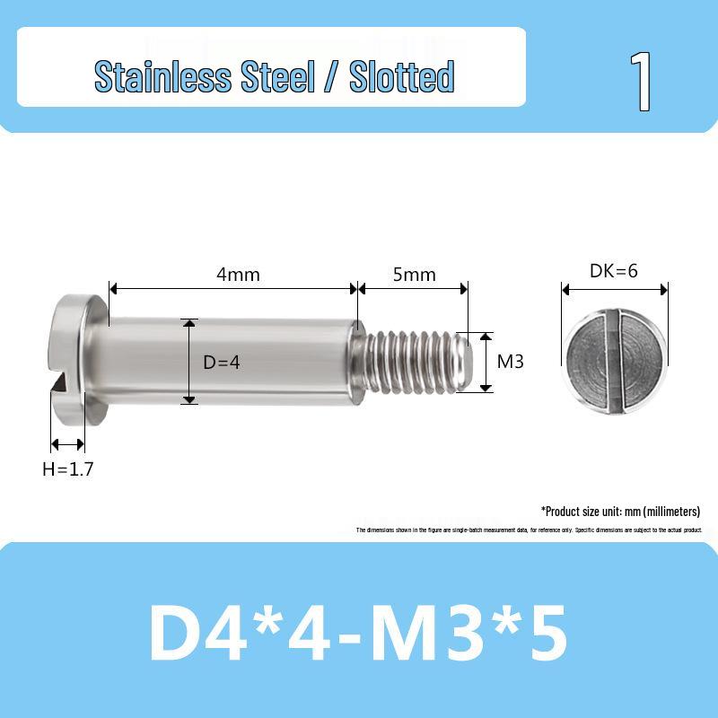 Single-Slot Stainless Steel M3*D4D5 Shoulder Head Bolt with Smooth Shank and Partial Thread