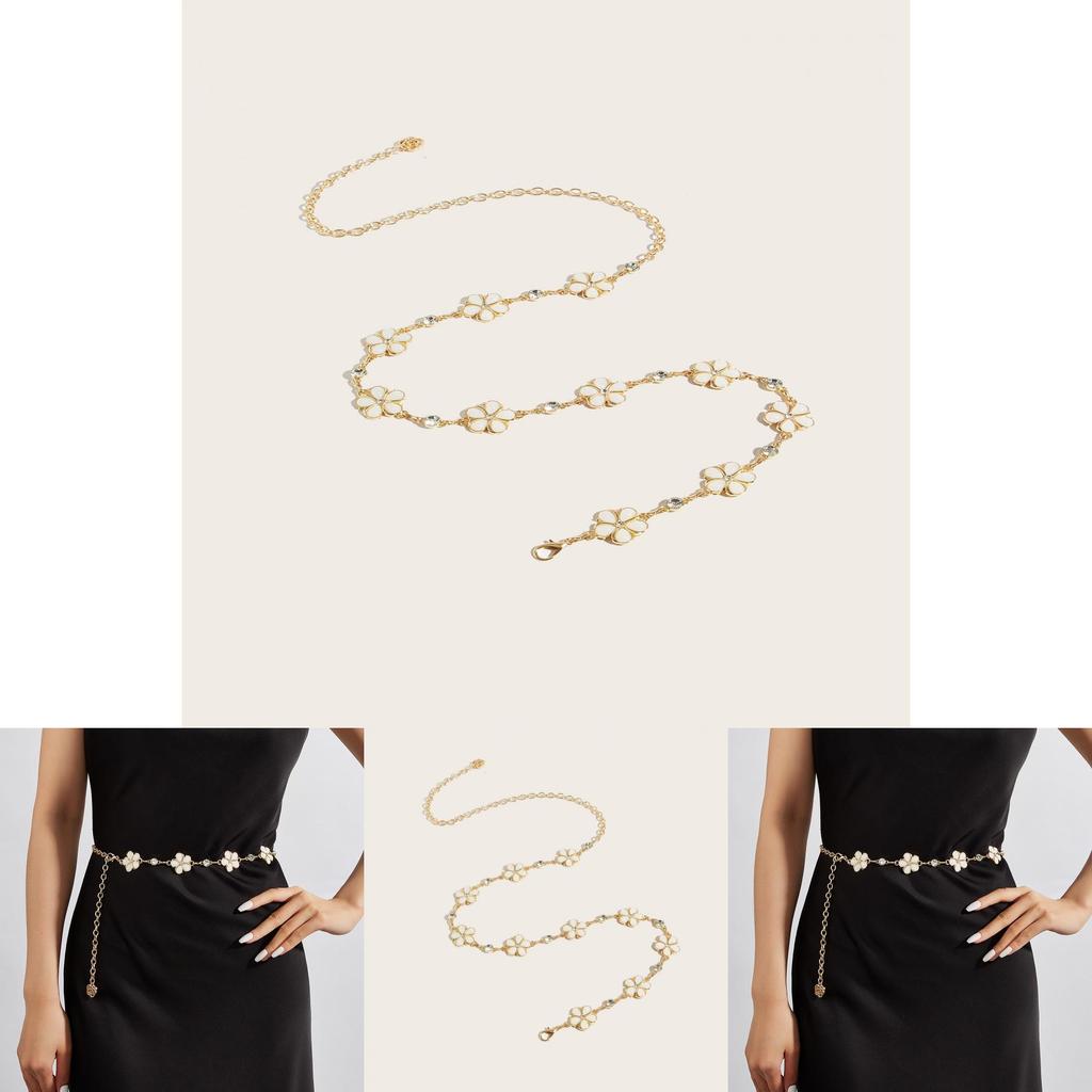 Womens Metal Floral Waist Chain With Hook Fastening For Fashionable Attire