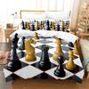 International Chess Duvet Cover Set Black White Lattice Checkerboard Comforter Cover Competition Game for Kids Teens Bedding Set
