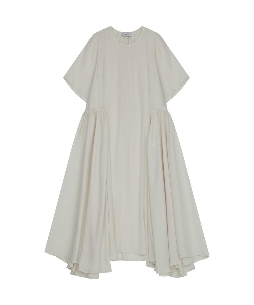 VIS A VIS Half Sleeved Side Gathered Dress (Ivory)