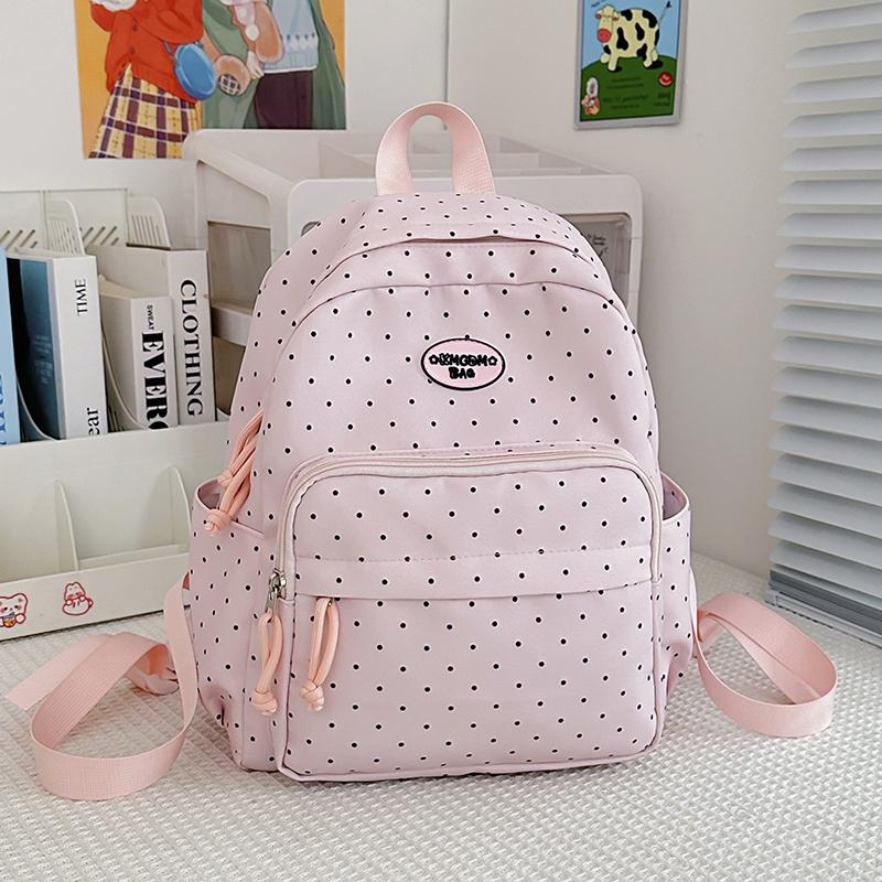Mochila Estampada de Bolinhas Mochila Escolar Infantil Mochila Pequena Leve