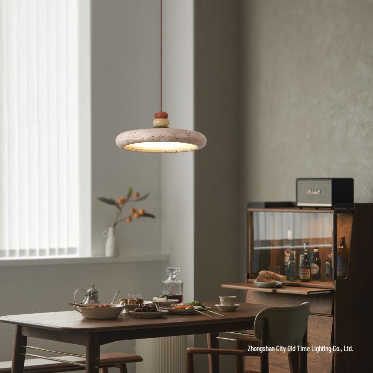 Wabi-Sabi Retro Yellow Travertine Chandelier, 2024 New Design for Dining Room or Bar Counter