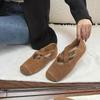 Leder Retro Nische Wildleder Runde Zehenpartie Kreuzriemen Flache Ballerinas Damen Frühling und Herbst Neu Mary Jane Einzelne Schuhe