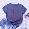 Cotton T-Shirt Short Sleeve Round Neck Women 2d Print Tops