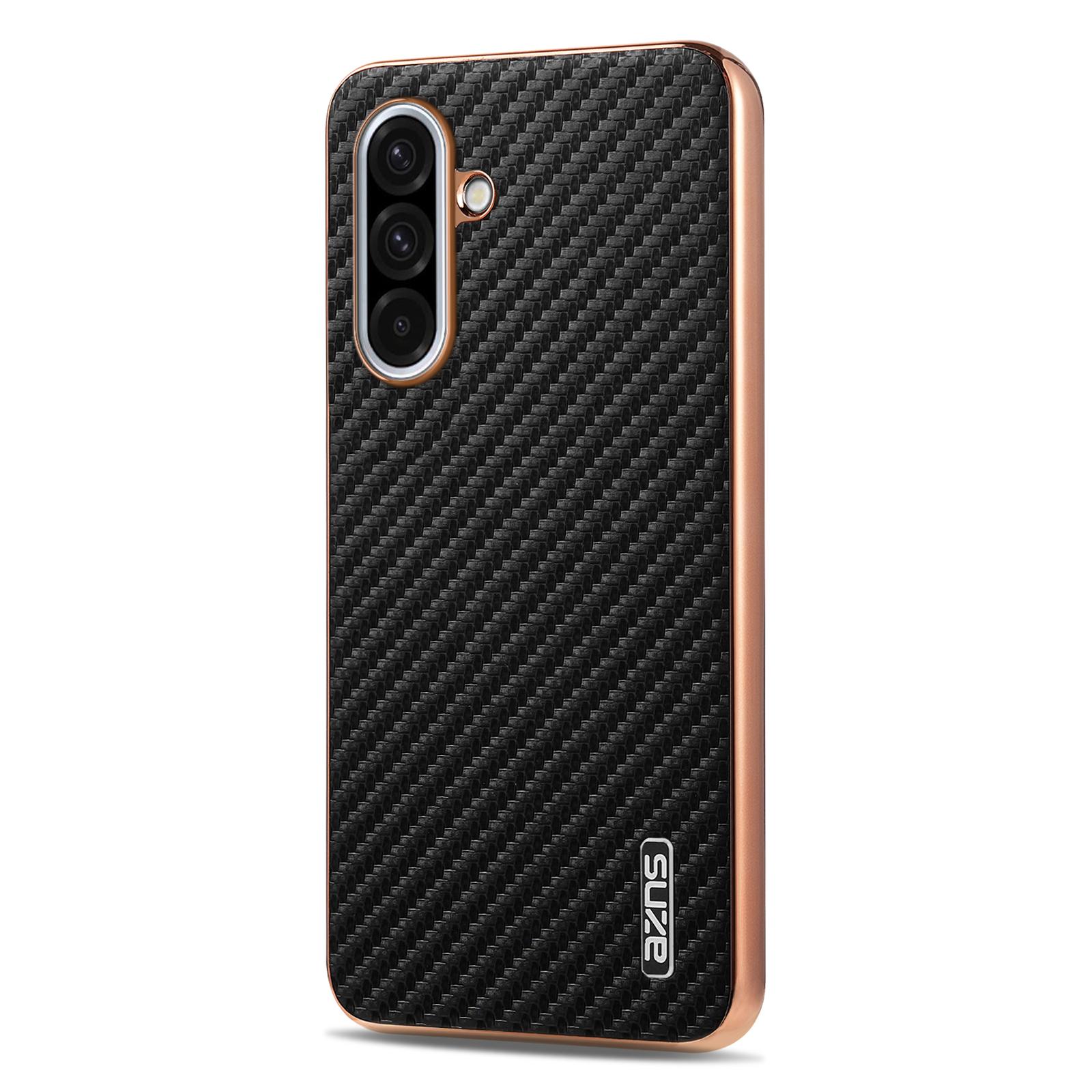 

AZNS For Samsung Galaxy A36 5G Case Electroplating Carbon Fiber Texture PU+TPU Phone Cover Black