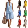 Women's Fashionable Casual Cotton-Linen Sleeveless Tank Top And Shorts Set