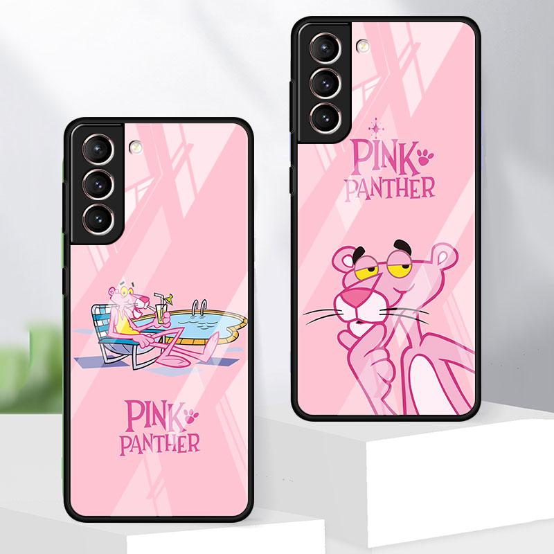 Süße lustige Pink Panther Glashülle für Samsung Galaxy S20 FE S21 Plus S22 Ultra Note 20 10 Lite 9 S10 S9 S8 S10e Telefonhülle Sac