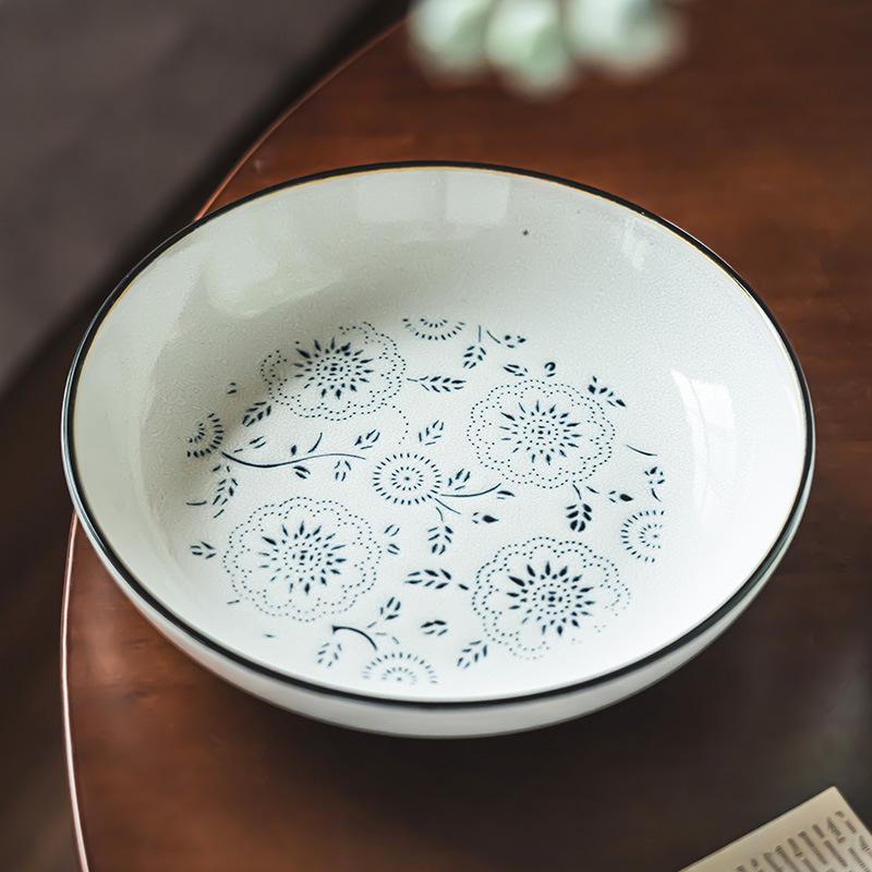 High Value Creative Printing Ceramic Bowl Household Tableware Shallow Bowl Practical Large Bowl Meal Bowl Salad Bowl Pasta Bowl Western Food