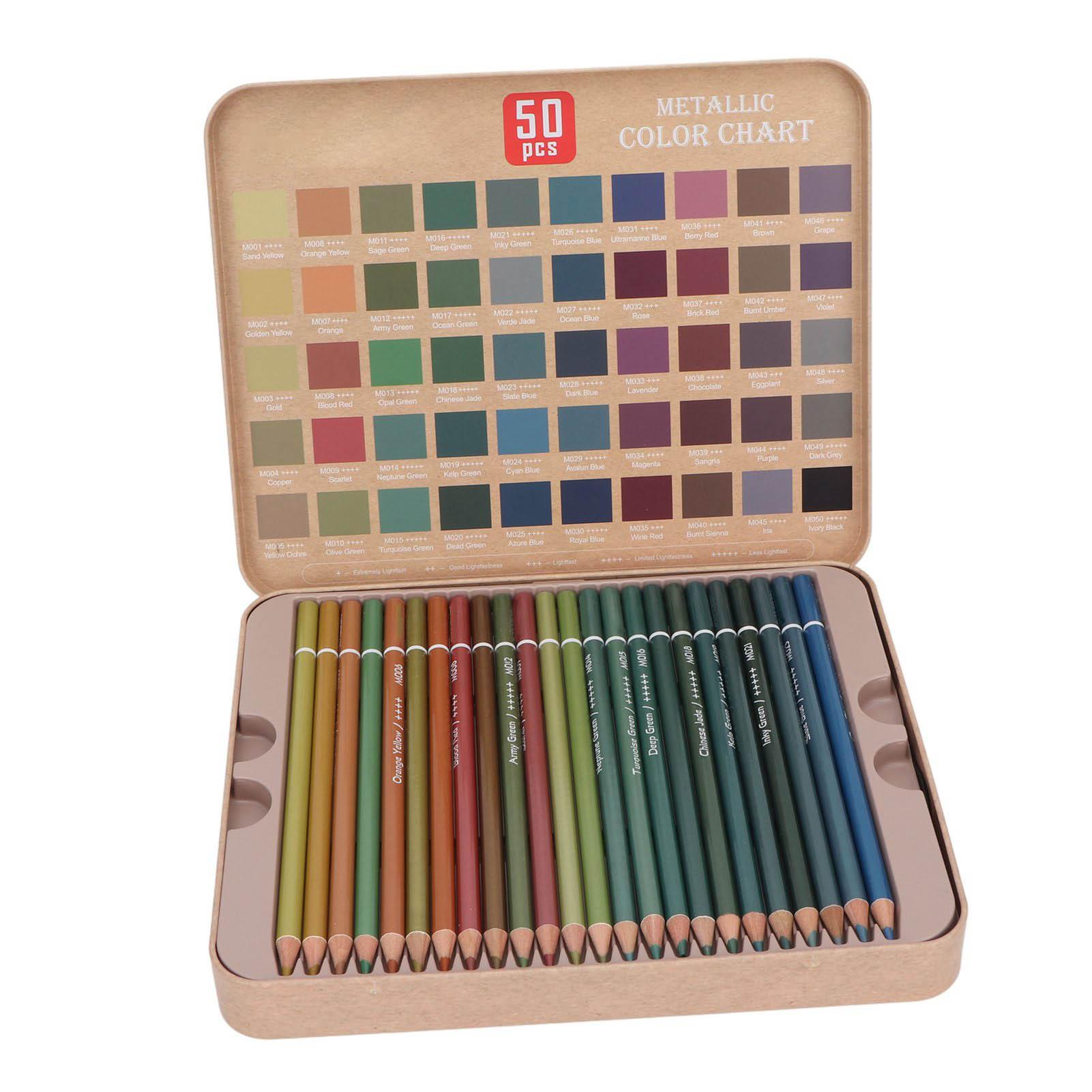 

Набор из 50 металлических цветных карандашей для взрослых художников, удобный для захвата, экологически чистый набор карандашей для рисования