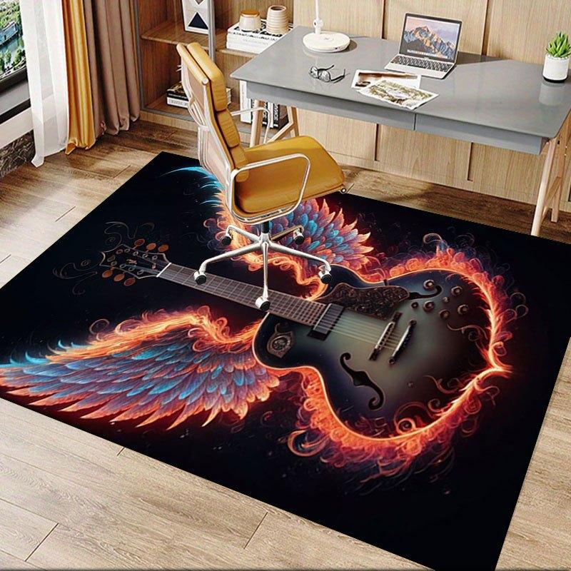 "Angel Wings Electric Guitar - Flame Design"Office Mat Home Decor Office Desk Chair Carpet for office ph83