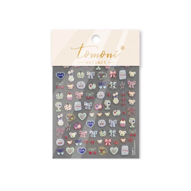 

Tomoni Shell Light Nail Stickers: Cute Healing Dessert Bear for All Nail Lengths