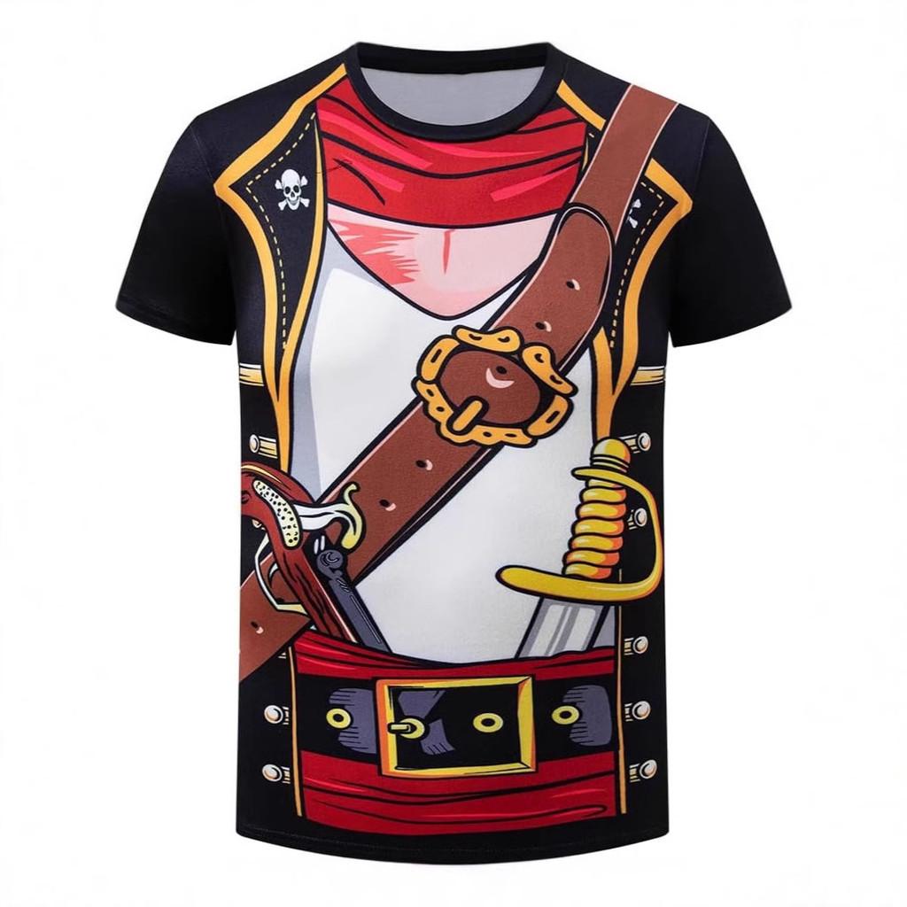 Wacky Spoof Pirate Digital Print T Shirt With Breathable Polyester For Youth Summer Casual Wear