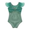 Ruffle Sleeve Ballet Leotard Girls Kids Gymnastics Bodysuit Ballerina Fairy Party Dancing Training Performance Dancewear