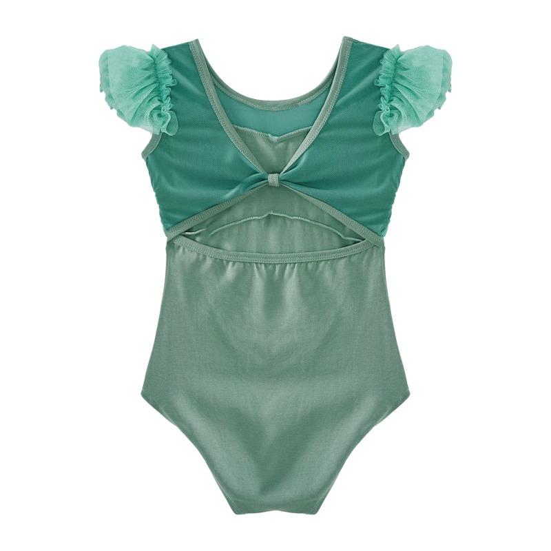 Ruffle Sleeve Ballet Leotard Girls Kids Gymnastics Bodysuit Ballerina Fairy Party Dancing Training Performance Dancewear
