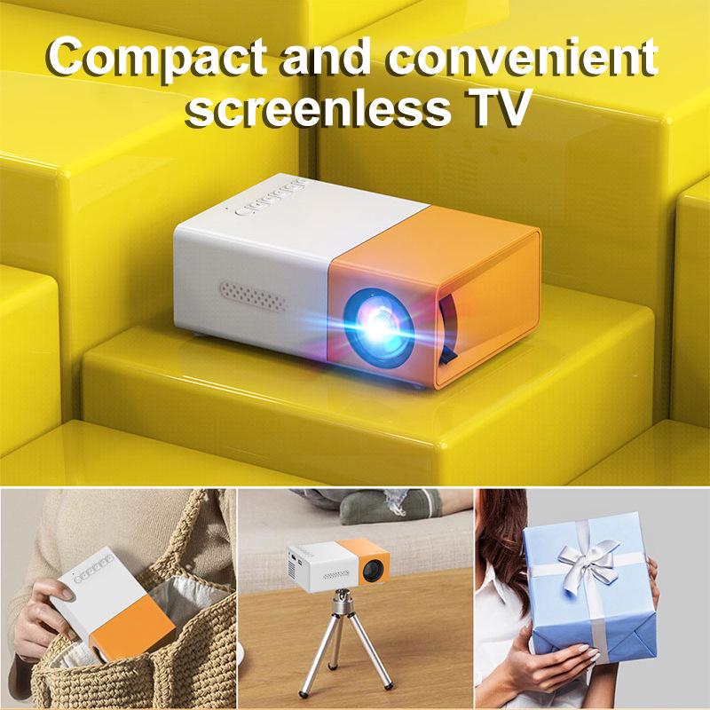 Best-Selling YG300 Yellow-White Mini Portable Projector with Mobile Screen Mirroring for Home Entertainment.