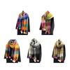 Colorful Plush Faux Cashmere Scarf Thickened Warm Scarf Feature Pulled Wool Texture And Stylish Tassels Design