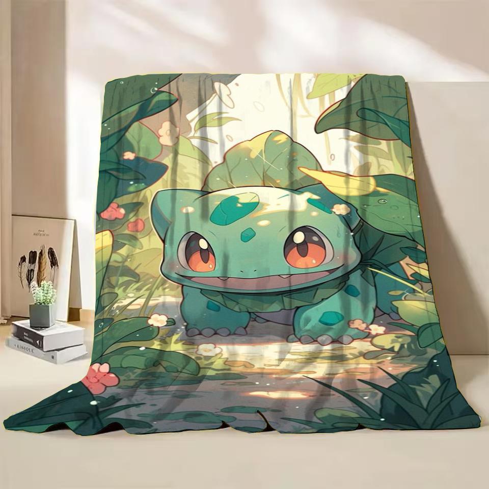 Pokemon Bulbasaur Flannel Throw Blanket for Bed Sofa Home Bedroom Office Travel Children's Cover Blankets Kids Winter Warm Gifts