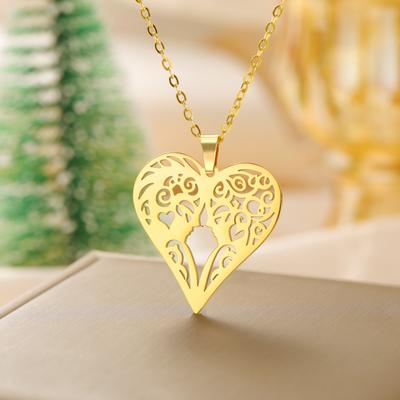 Liebes Herz Halskette Edelstahl Schmuck für Männer Frauen Kopf an Kopf Anhänger Mama Choker Paar Valentinstagsgeschenke 2026 Neu