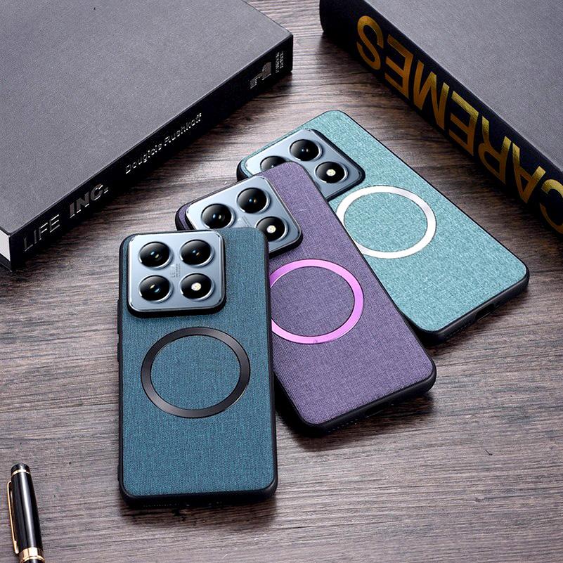 Magsafe Magnetic Plain Leather Case For Xiaomi 14T Pro 14 Ultra Xiaomi14T Mi 14 Pro  Wireless Charging Cover