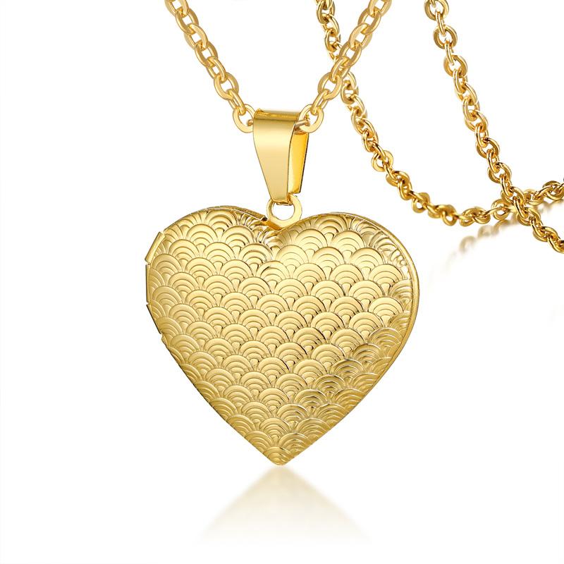 Vnox Ciondoli Medaglione Cuore Leggero per Donna Uomo Apribile Porta Foto Collane in Acciaio Inossidabile Lucido Amore Familiare Collare