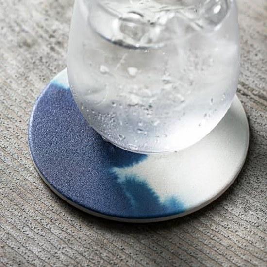 NE Ceramic Diatomaceous Earth Coaster Indigo Dye Gradation Blue Absorbent Made Japan Mino Ware Quick-drying 1 Piece NRS-362-BO