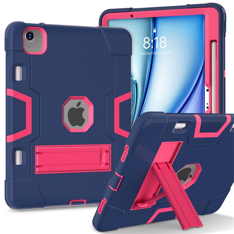 iPad 10th Gen 2022 Silicone Case with Stand, Drop-proof, Color Block Design, Full Coverage for iPad A16 11th Gen