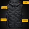 Men Autumn Winter Thickened Waistcoat Hooded Sleeveless Pockets Zipper Placket Vest Coat Down Vest Outwear Streetwear