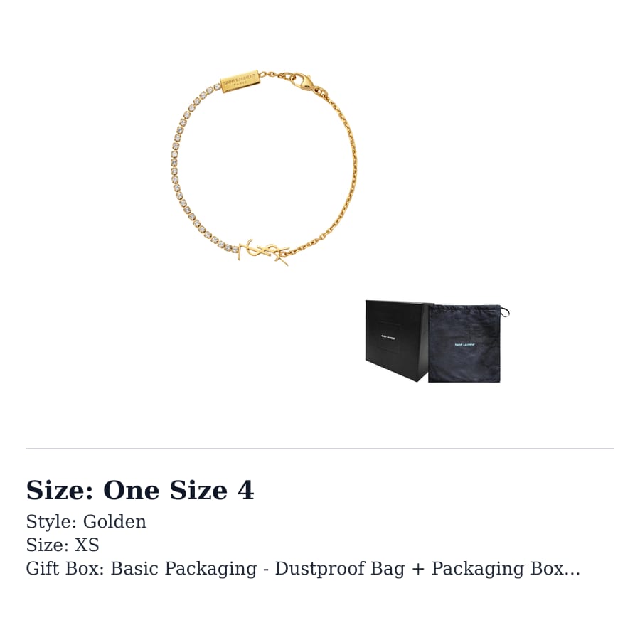 SAINT LAURENT Glass Brass Metal Rhinestone