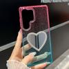 For Samsung Galaxy S25 Ultra Case Glitter Dual Color PC+TPU Clear Phone Cover with Heart-Shape Mirror