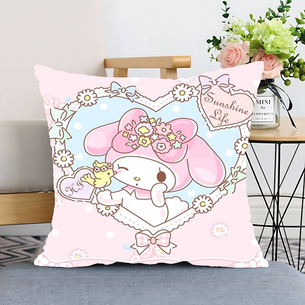 

S-Sario M-My M-Melody Pillow Case Cushion Cover Polyester Pillowcase Decorative Sofa Cushion Pillowcase Home Decor 16x16Inch