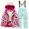 Children's Fashion Skiwear Set Boys' And Girls' Thickened Waterproof Warm Ski Suit Jacket And Trousers Outfit Set