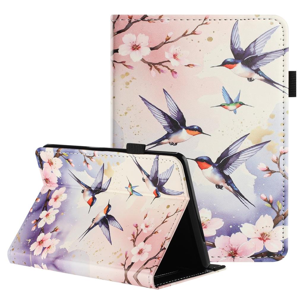 For Amazon Kindle Paperwhite 6 (2024) Tablet Case Litchi Texture Pattern Printing Leather Cover Auto Sleep/Wake with Card Holder