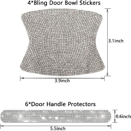 BetterJonny 10PCS Crystal Scratch Protector, Rhinestone Car Bling Scratch Protector for Women and Girls (Silver)
