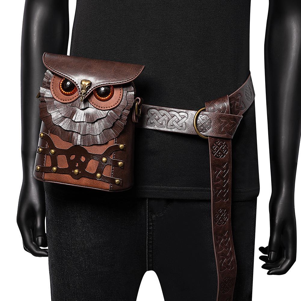 Steampunk Cat Owl Mini Pu Shoulder Bag With Floral Embellishments And Magnet Closure For Casual Days