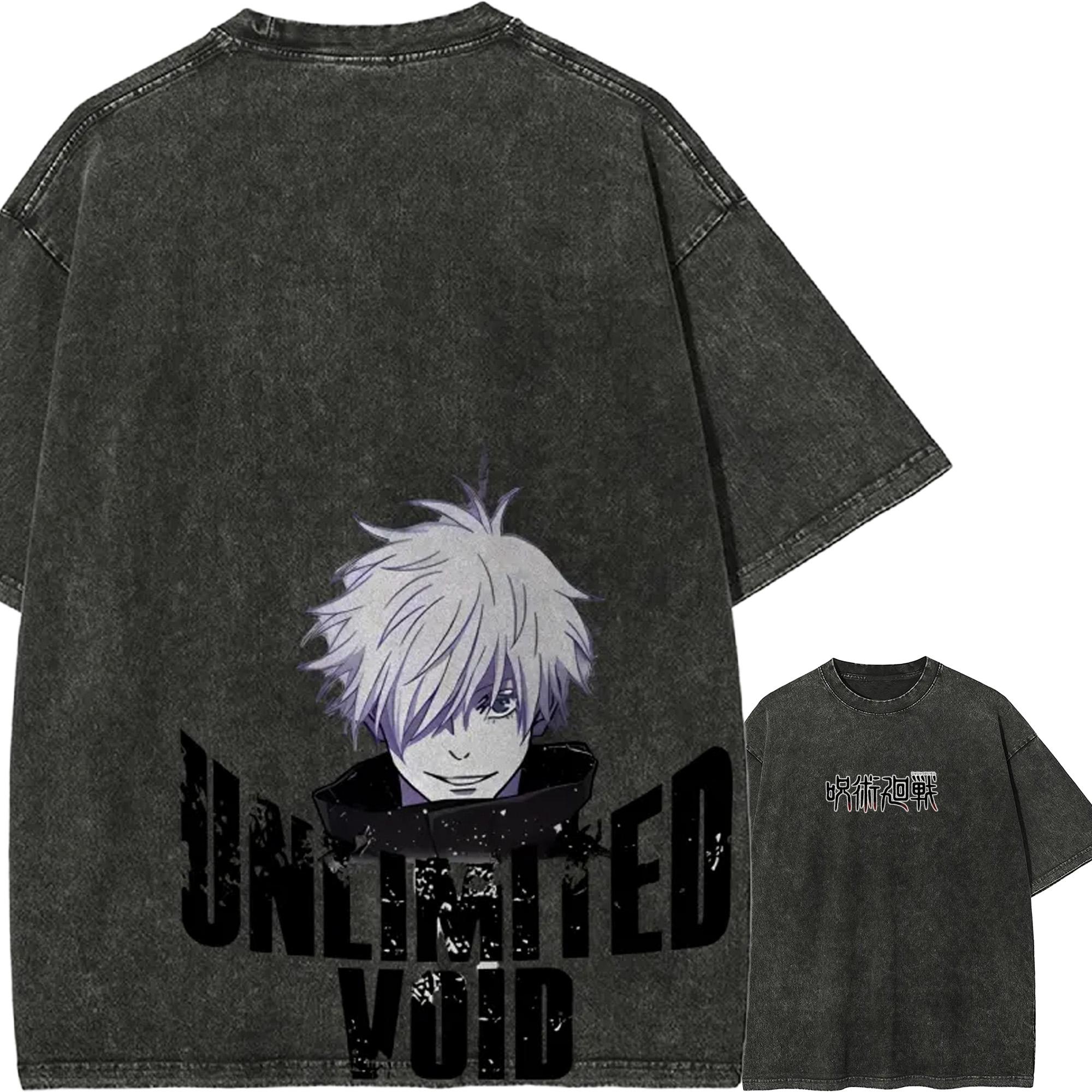 Gojo Satoru T Shirt Jujutsu Kaisen Men Acid Wash Unlimited Void Domain Expansion Satoru Gojo Anime Tee M